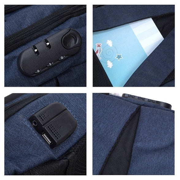 牛津布密碼鎖旅行後背包