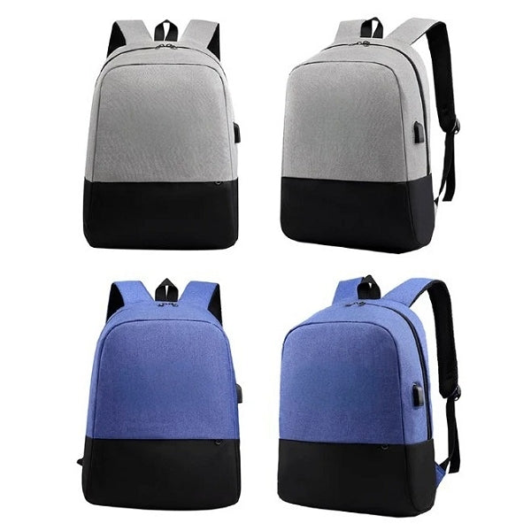 拼色雙肩USB電腦包