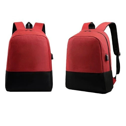 拼色雙肩USB電腦包