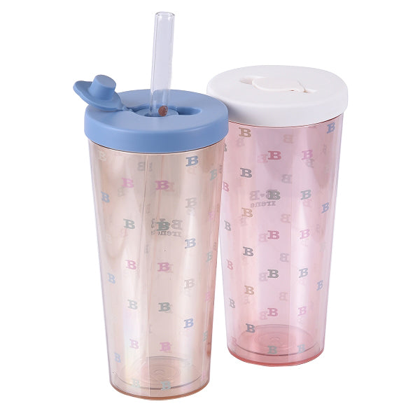 520ml雙層Tritan防漏吸管杯