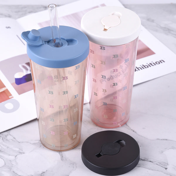 520ml雙層Tritan防漏吸管杯