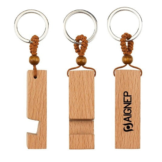 木質鑰匙圈手機支架