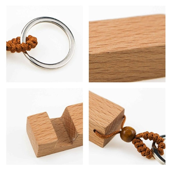 木質鑰匙圈手機支架