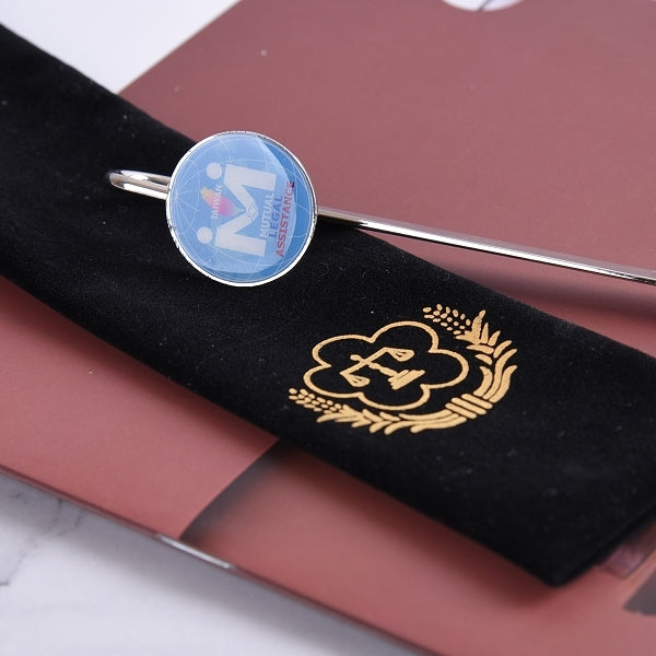 立體金屬書籤-絨布燙金收納袋