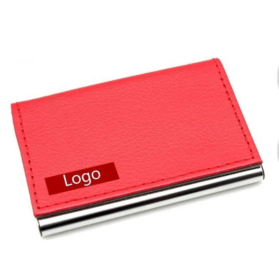 女士荔枝紋PU金屬名片盒