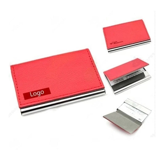 女士荔枝紋PU金屬名片盒