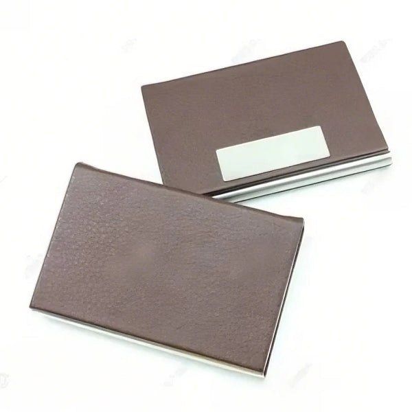 不鏽鋼荔枝紋PU皮名片盒