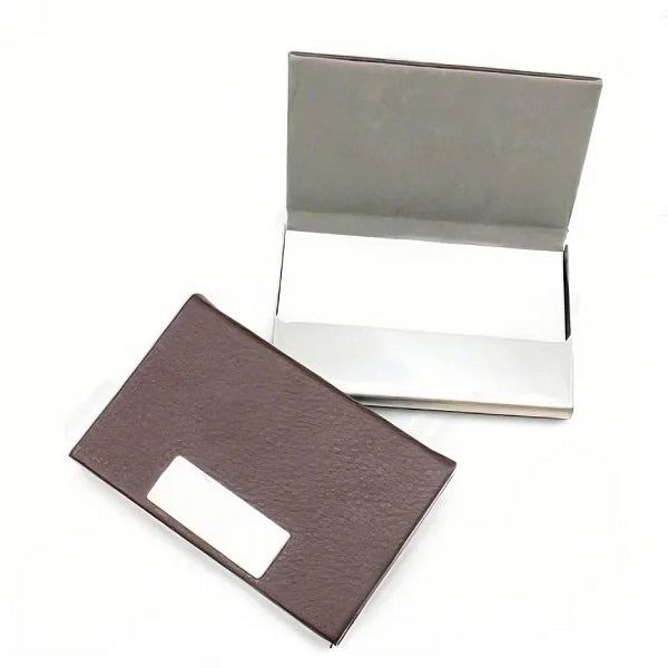 不鏽鋼荔枝紋PU皮名片盒