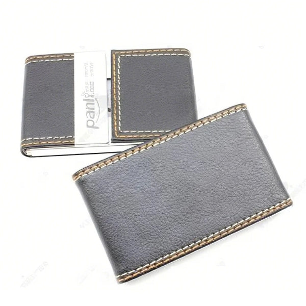 不鏽鋼加PU皮雙色線名片盒
