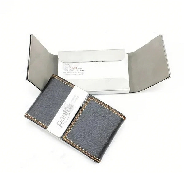 不鏽鋼加PU皮雙色線名片盒