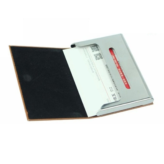 方形商務不銹鋼PU名片盒