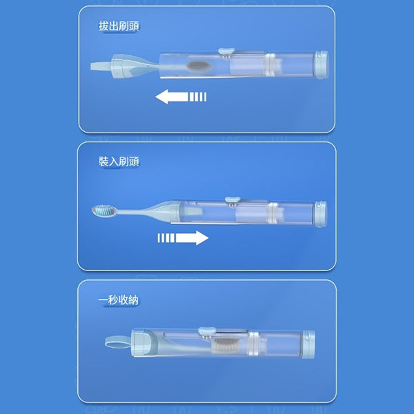 牙膏牙刷一體式摺疊旅行牙刷
