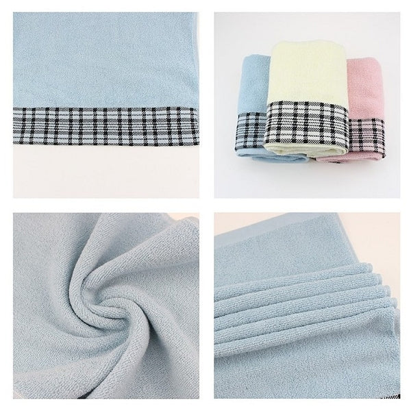 純棉格紋毛巾