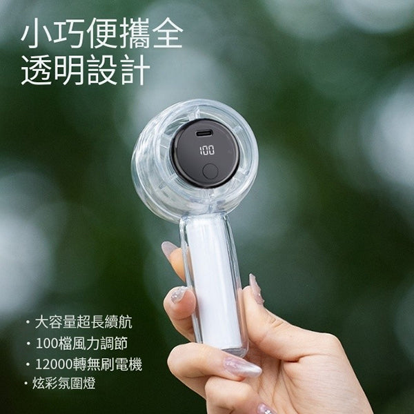 透明炫彩燈光USB風扇