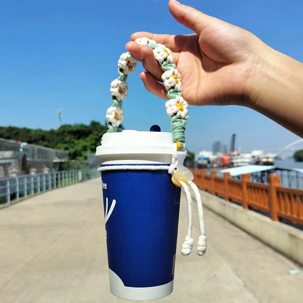 小雛菊水杯提繩-手工編織手提帶