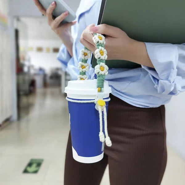 小雛菊水杯提繩-手工編織手提帶