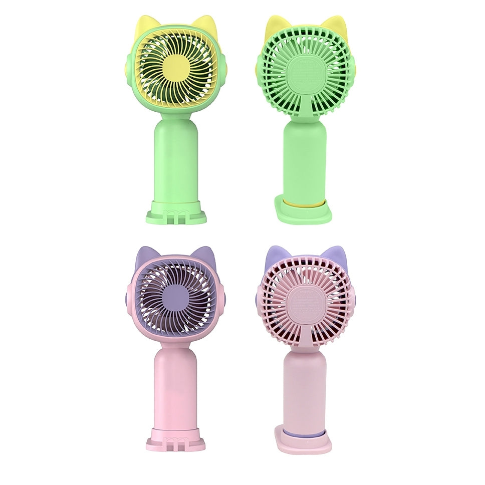 貓耳造型手機支架底座小風扇