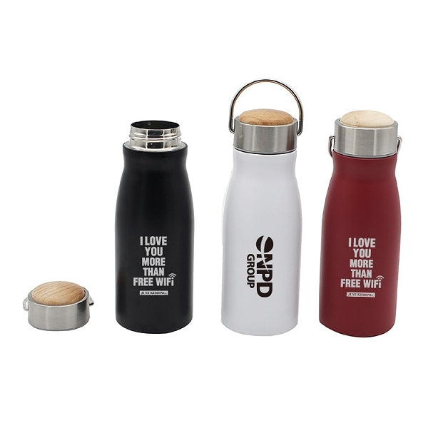 350ml手提木蓋真空保溫杯