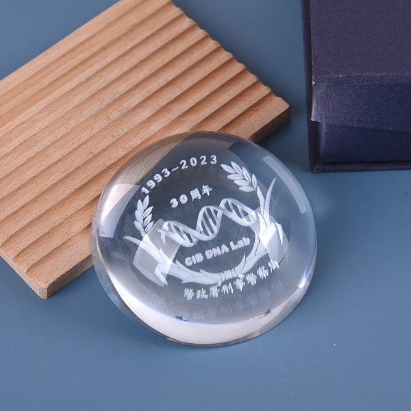 半圓水晶紙鎮-客製雷射雕刻