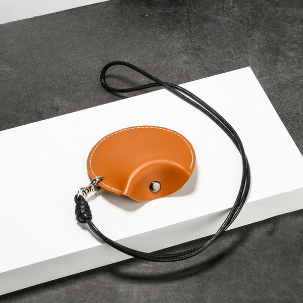 9x9cm皮革頸掛耳機收納袋