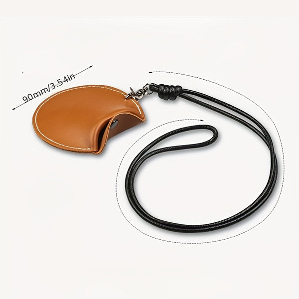 9x9cm皮革頸掛耳機收納袋