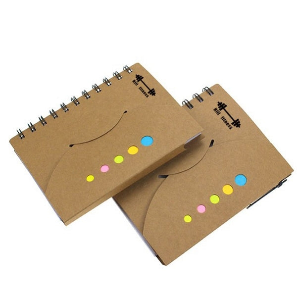 三合一牛皮紙雙線圈帶筆便利貼本