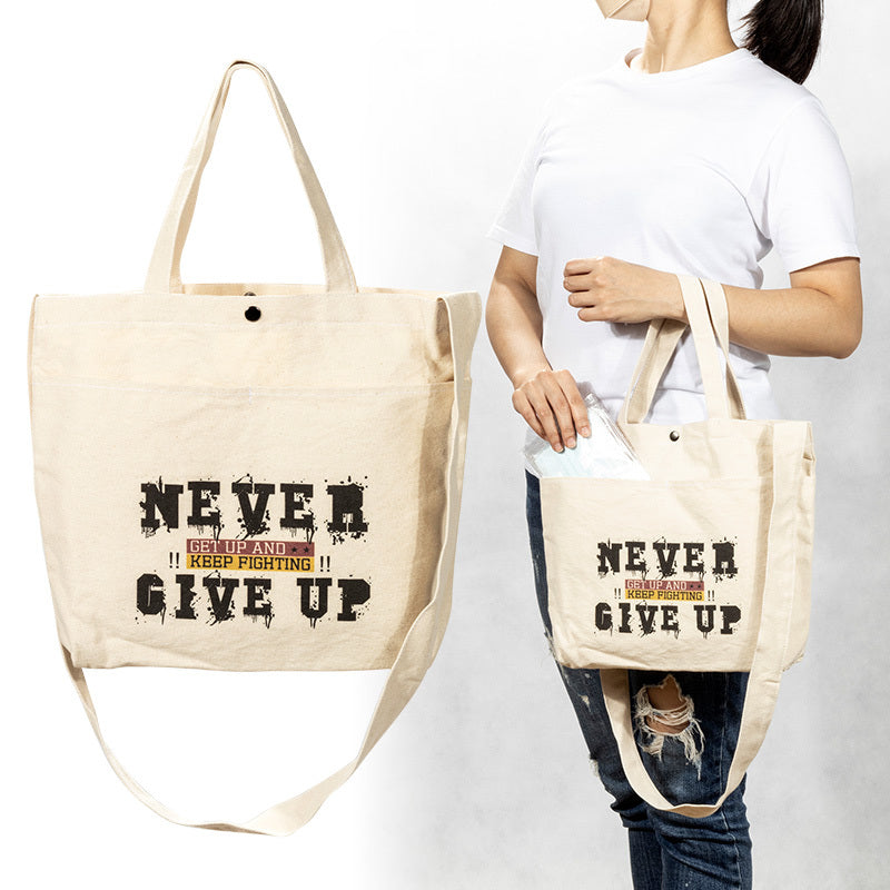 外口袋手提斜背帆布袋