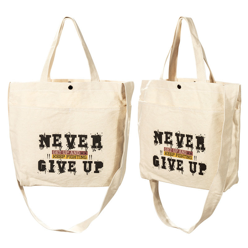 外口袋手提斜背帆布袋