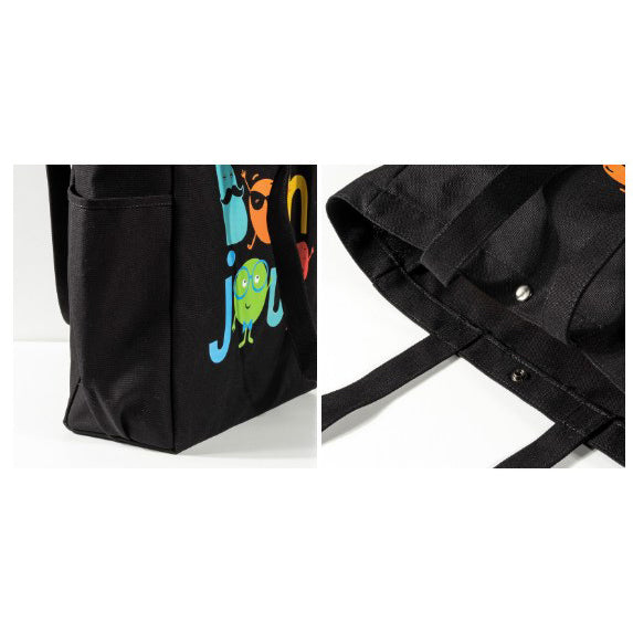 黑色兩側口袋帆布包