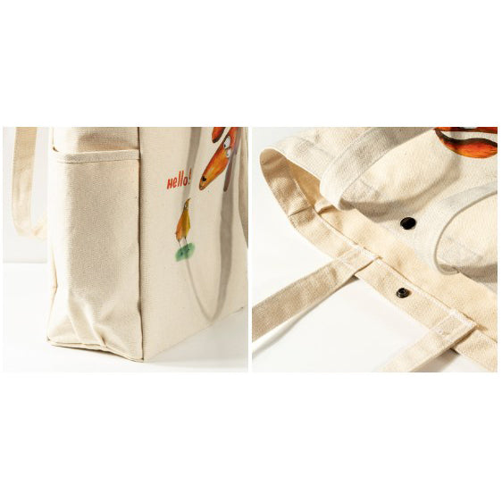 兩側口袋大容量帆布包