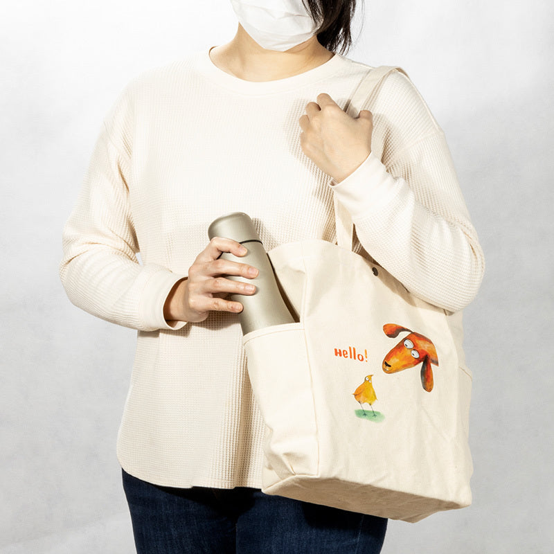 兩側口袋大容量帆布包