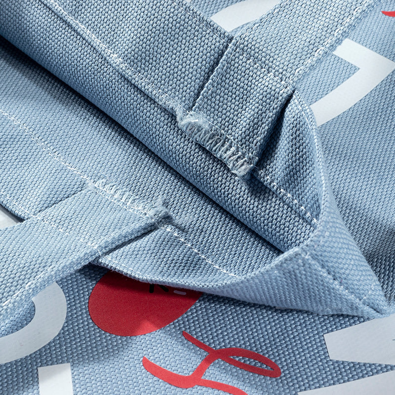 淺藍色帆布袋25x35cm短提帶Logo全彩燙印