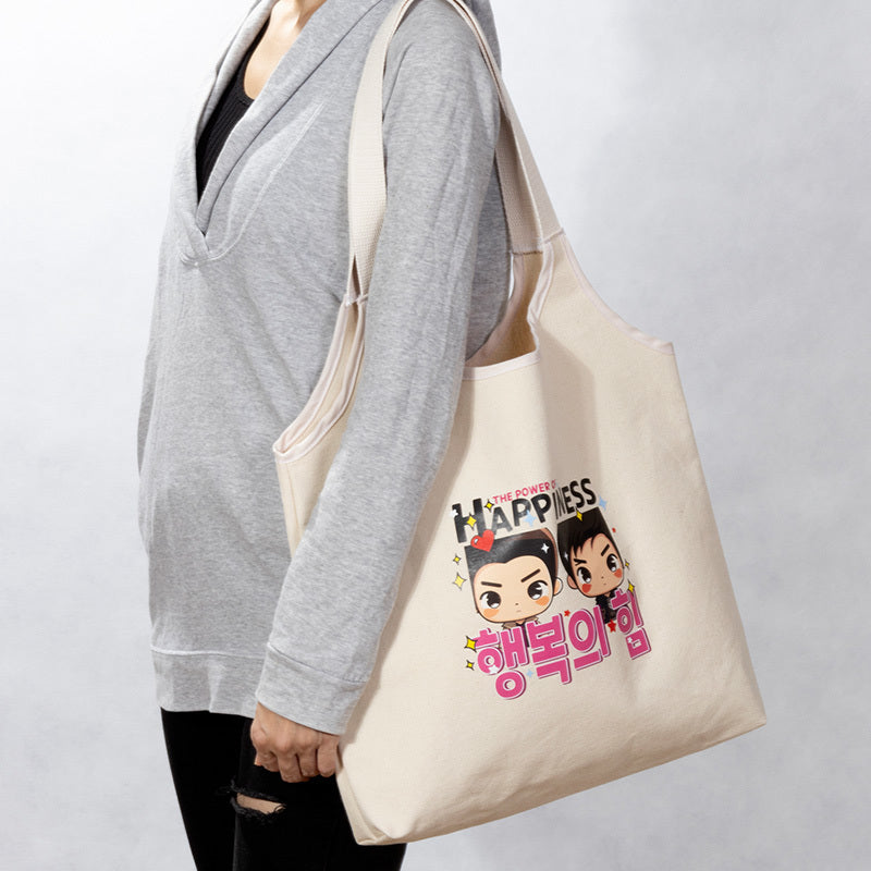 全彩燙印簡約風帆布背心包大尺寸