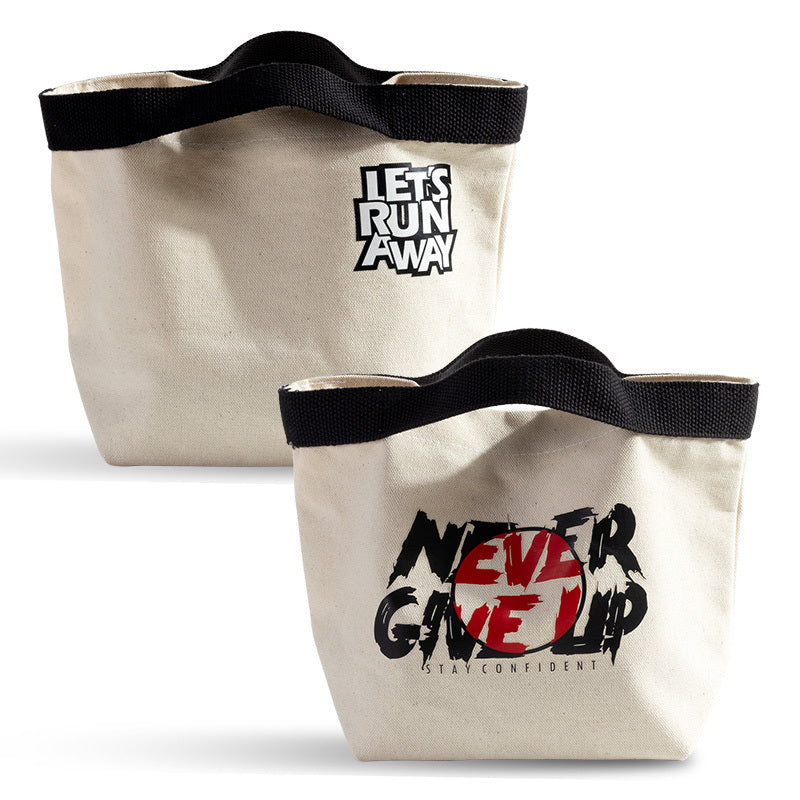 S號本白帆布邊條提把包