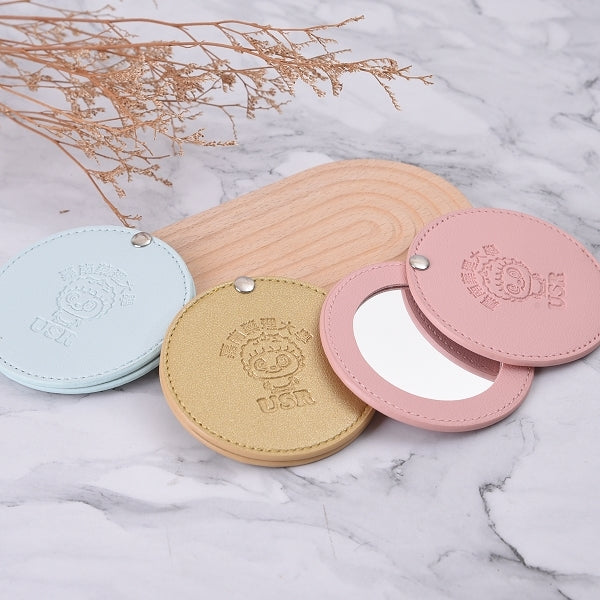 旋轉PU皮革隨身鏡