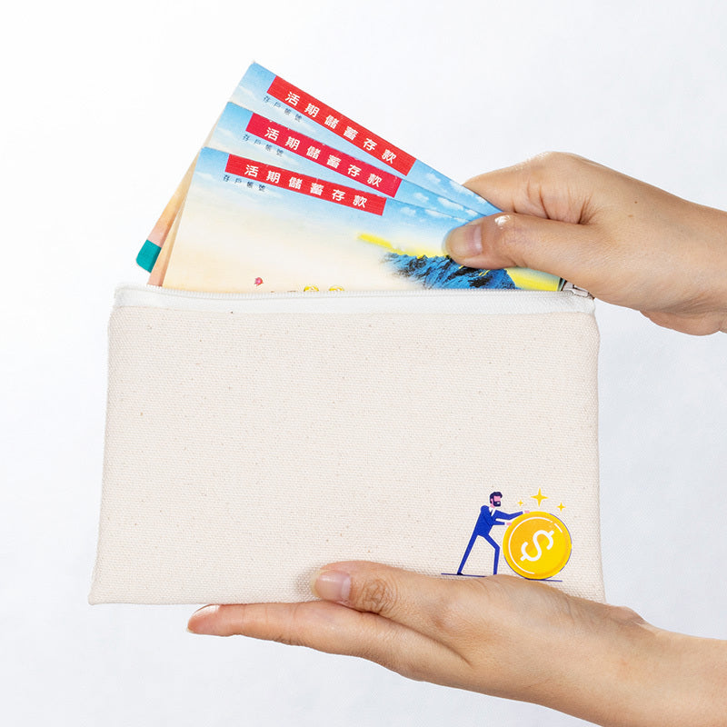 本白帆布存摺收納袋
