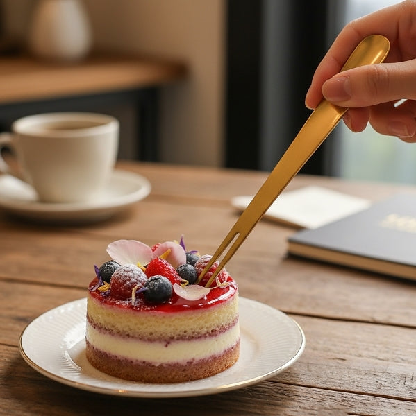 不鏽鋼金點心水果叉子