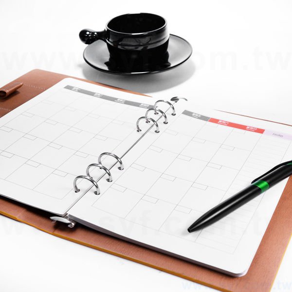 時尚皮紋工商日誌-翻開式活頁筆記本-可訂製內頁及客製化加印LOGO