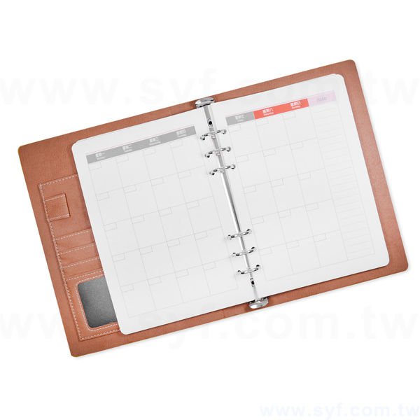 時尚皮紋工商日誌-翻開式活頁筆記本-可訂製內頁及客製化加印LOGO