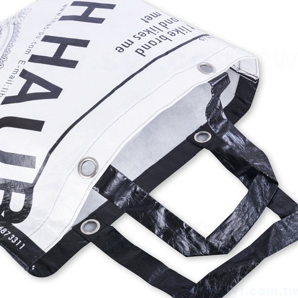 亮膜T型不織布袋-單色網版印刷-環保不織布材質-加金屬釦環