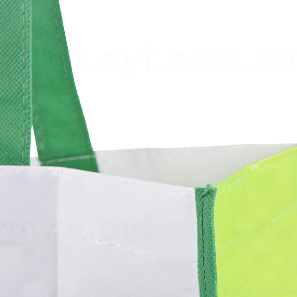 亮膜立體不織布袋-彩色網版印刷-環保不織布材質-加扣帶