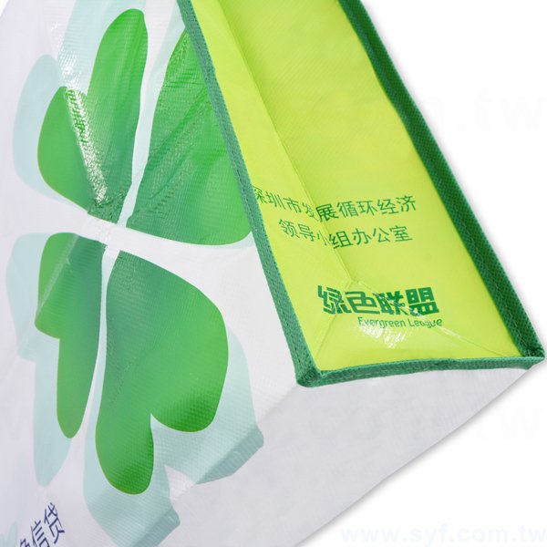 亮膜立體不織布袋-彩色網版印刷-環保不織布材質-加扣帶