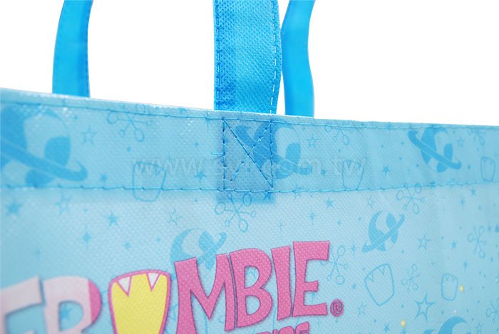 不織布覆膜袋(亮膜)60g-有底有側-雙面彩色-打叉加固