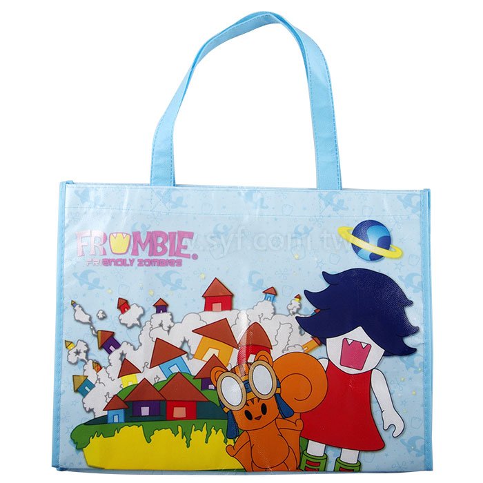 不織布覆膜袋(亮膜)60g-有底有側-雙面彩色-打叉加固