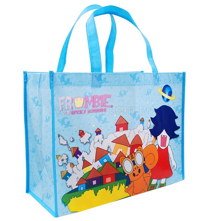 不織布覆膜袋(亮膜)60g-有底有側-雙面彩色-打叉加固