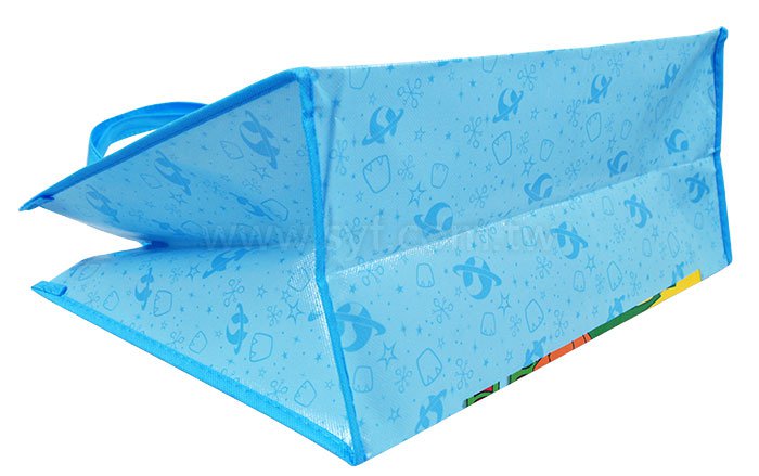 不織布覆膜袋(亮膜)60g-有底有側-雙面彩色-打叉加固