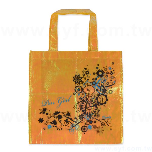 雷射膜立體不織布袋-雙色網版印刷-環保不織布材質