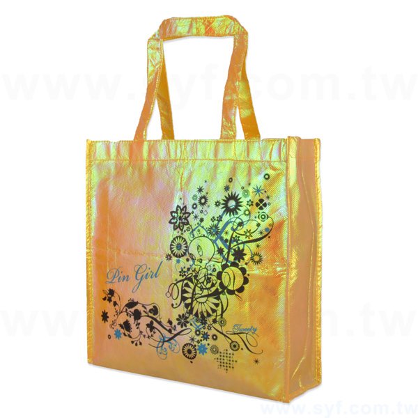 雷射膜立體不織布袋-雙色網版印刷-環保不織布材質