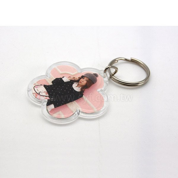 三角勾雙圈鑰匙圈-45*45彩色客製壓克力