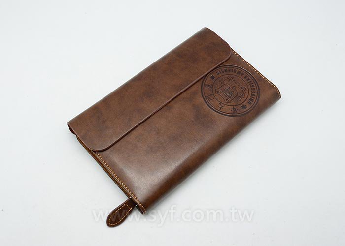 仿舊皮紋工商日誌-三折式拉鍊包活頁筆記本-可訂製內頁及客製化加印LOGO-廈門大學